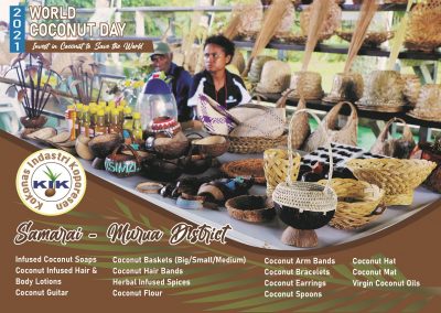 Samarai Murua District Cooperative group, Milne Bay Province, displaying their Coconut products