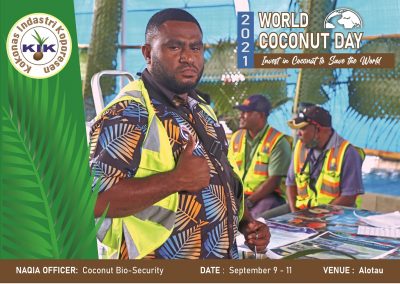 National Agriculture Quarantine & Inspection officer explaining the effects of Coconut Pests & Diseases.