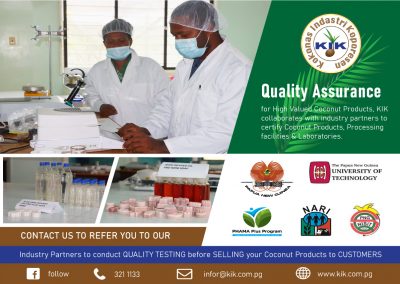 KIK Research officer testing Coconut Products in the laboratory